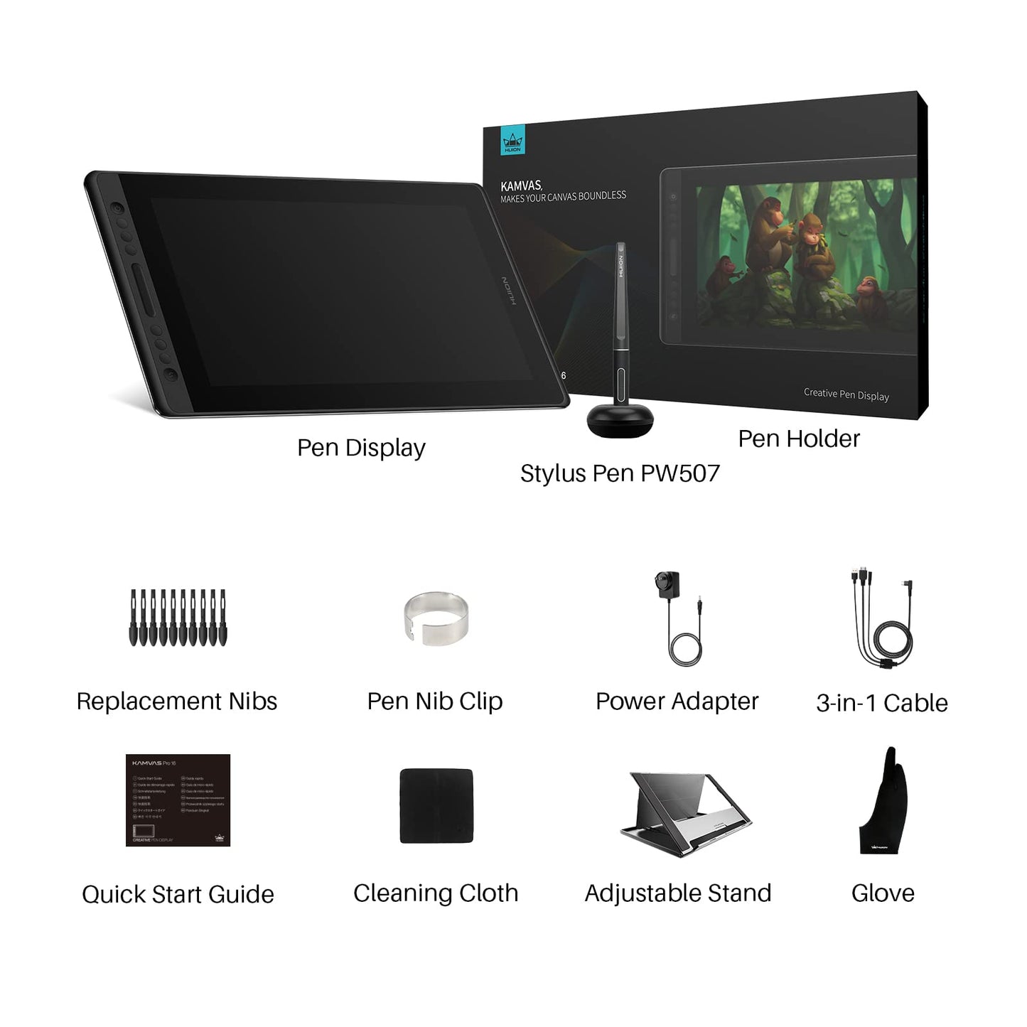 HUION Kamvas Pro 16 Anti-Glare Graphics Drawing Tablet Display