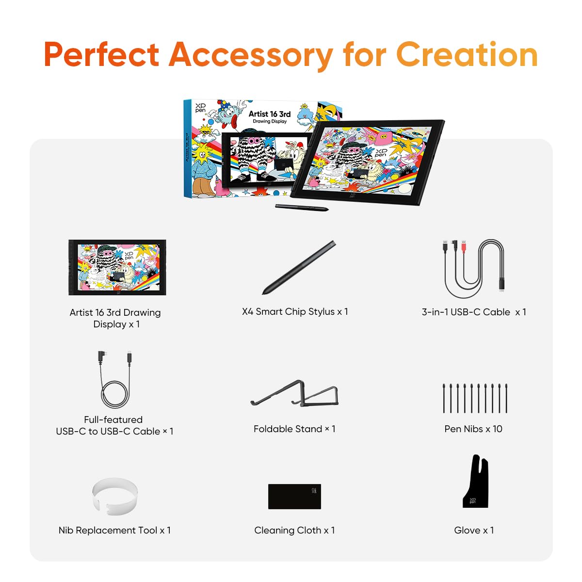 XPPen Artist 16 3rd Gen Pen Display with 16K Pressure Stylus
