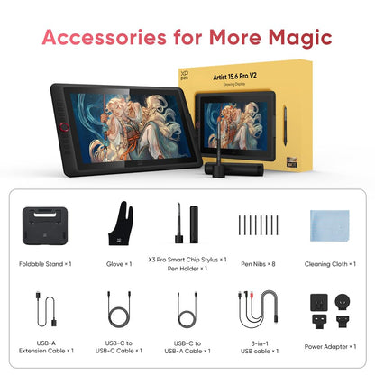 XPPen Artist 15.6 Pro V2 Digital Art Tablet with 16K Pressure Stylus