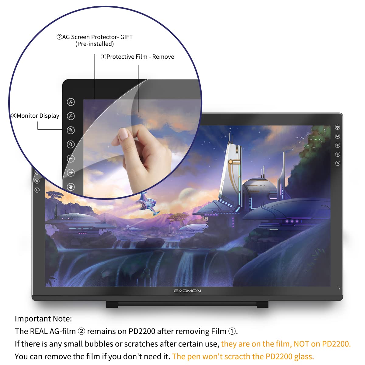 GAOMON PD2200 21.5-Inch Full-Laminated Drawing Tablet with Stand