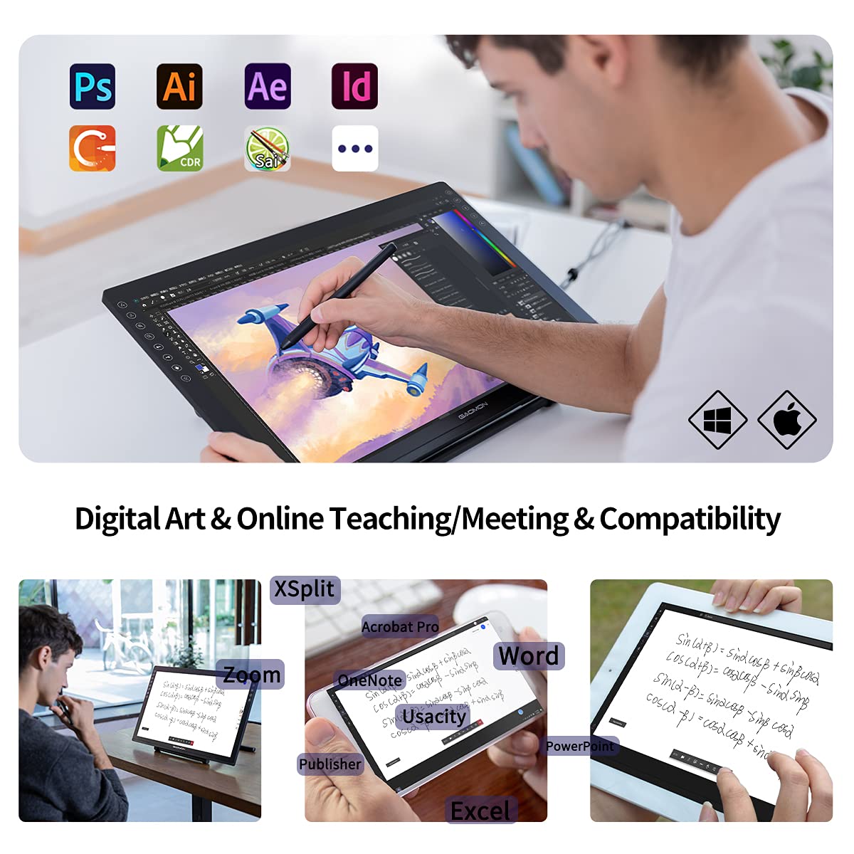 GAOMON PD2200 21.5-Inch Full-Laminated Drawing Tablet with Stand